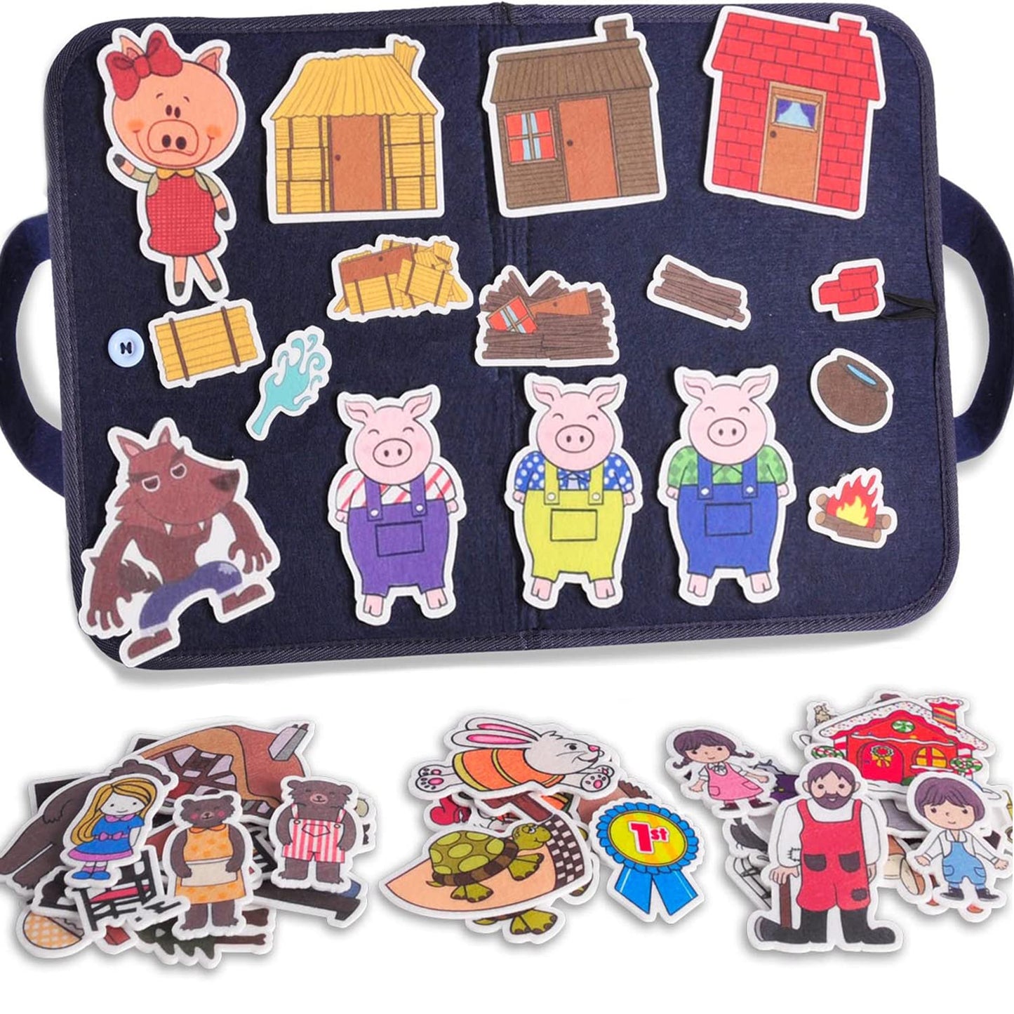 CHEFAN Felt Board for Toddlers,4 Sets Flannel Board Stories for Preschool Activity,Little Red Hen,The Ant and The Grasshopper,The Goose That Laid The Golden Egg and The Emperor's New Clothes