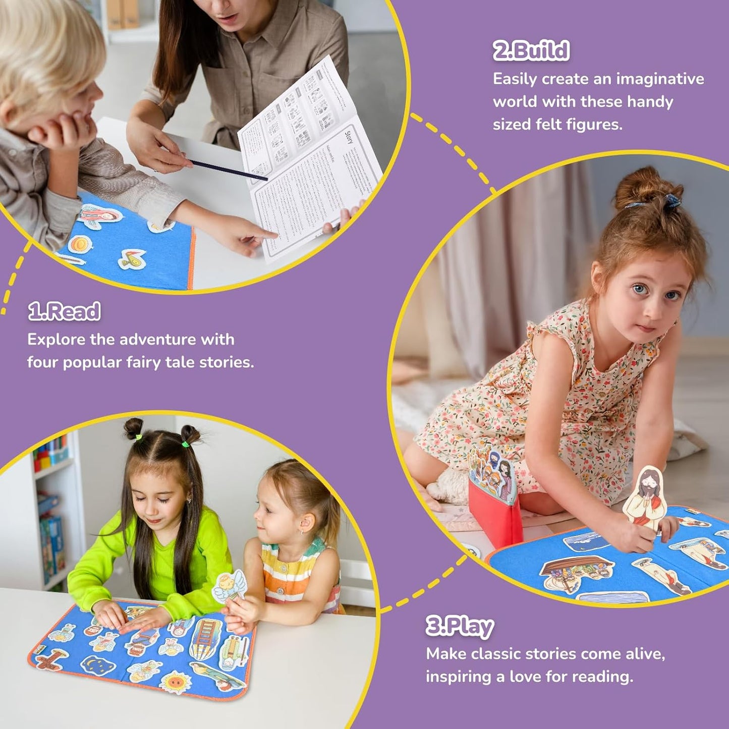 CHEFAN 12 Pack Felt Board Bible Stories Set,Flannel Board Stories with a Foldable Board for Preschool Activities,Included Adam&Eve,The Lost Coin and Jesus Turns Water into Wine