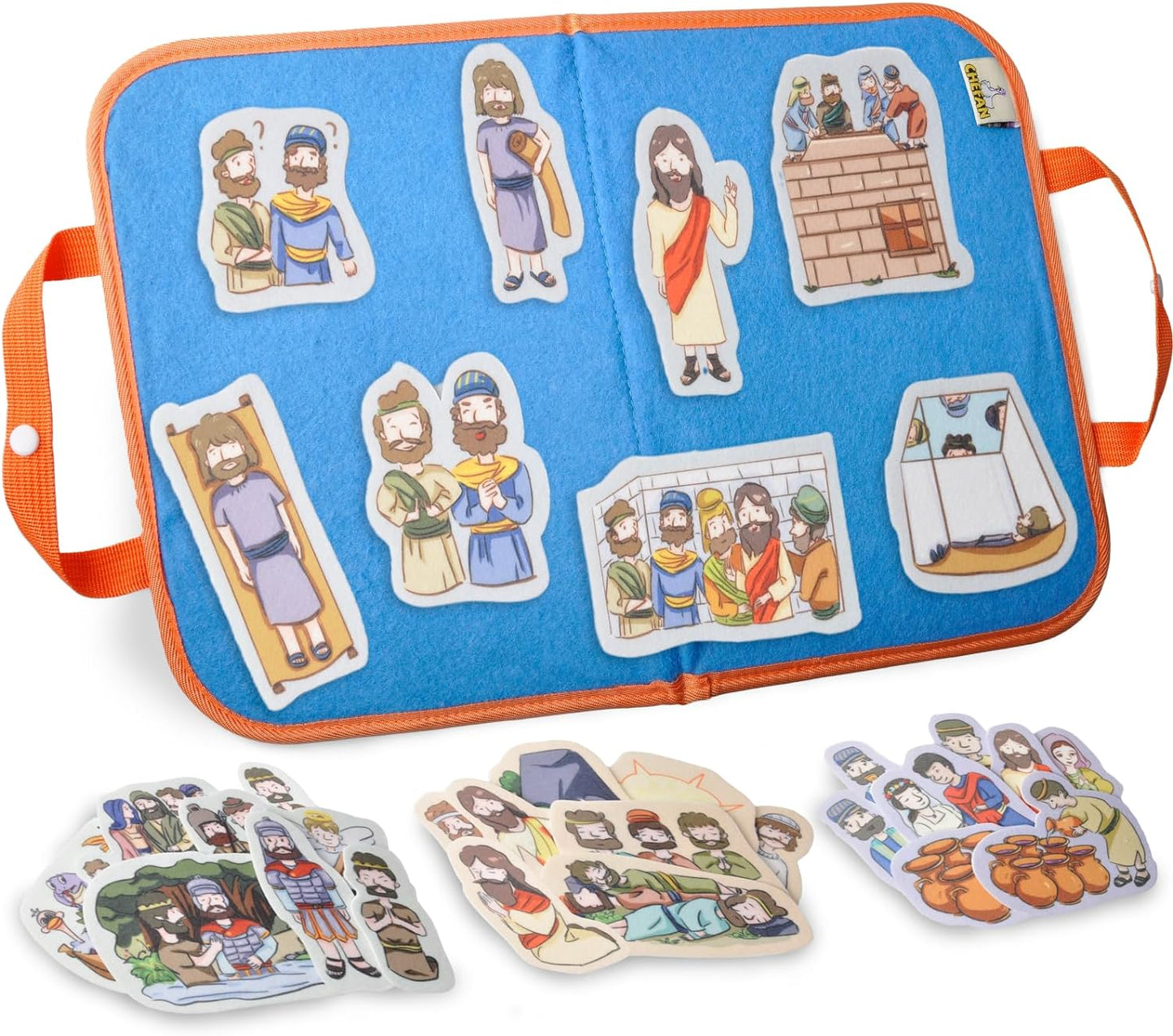 CHEFAN Felt/Flannel Board Story Set of 4,PRECUT Felt Pieces for Preschool Toddlers Circle Time,Bible Story,Jesus Heals A Paralytic,The Transfiguration,Conversion of Cornelius,Turns Water into Wine