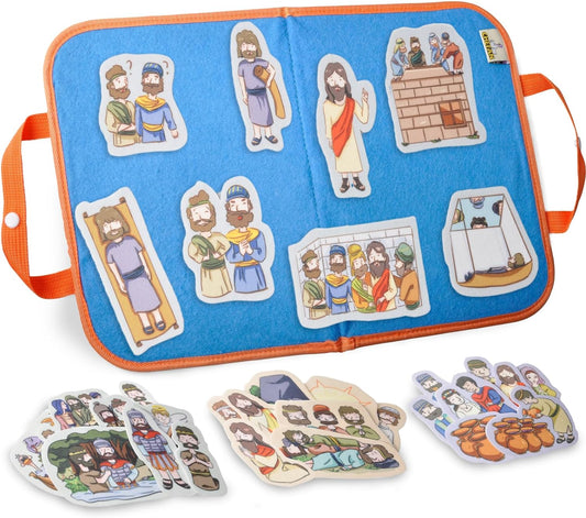 CHEFAN Felt/Flannel Board Story Set of 4,PRECUT Felt Pieces for Preschool Toddlers Circle Time,Bible Story,Jesus Heals A Paralytic,The Transfiguration,Conversion of Cornelius,Turns Water into Wine