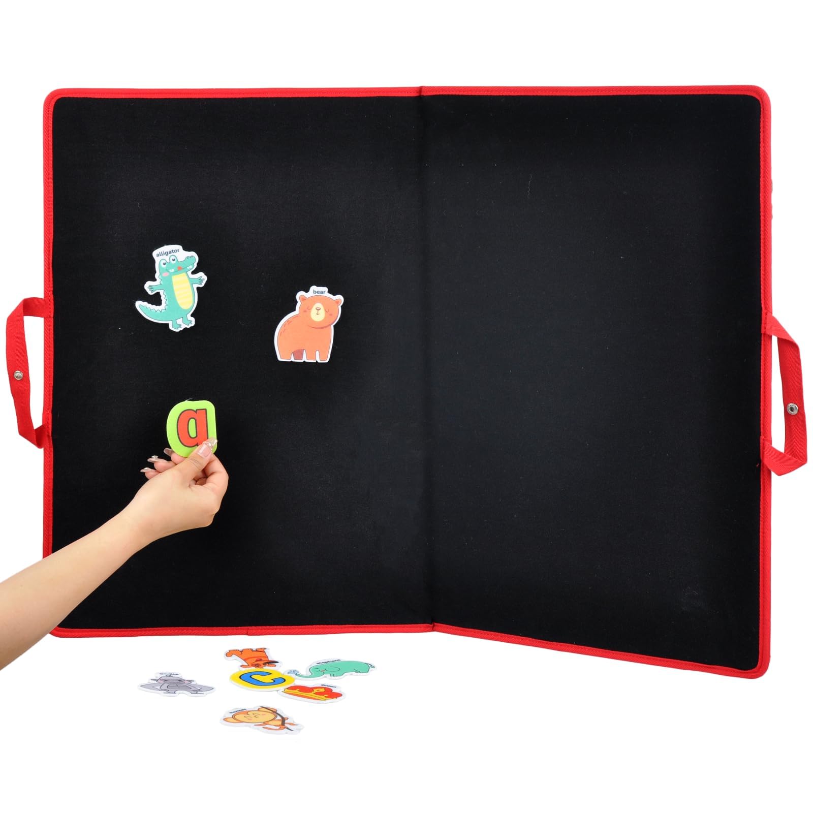 CHEFAN Felt Flannel Board 22 * 13 in,Foldable Freestanding Felt Story Learning Board for Toddlers,Double-Sided Use for Preschool Classroom,Multi Felt Pieces Can Be Used,Gifts for Kids