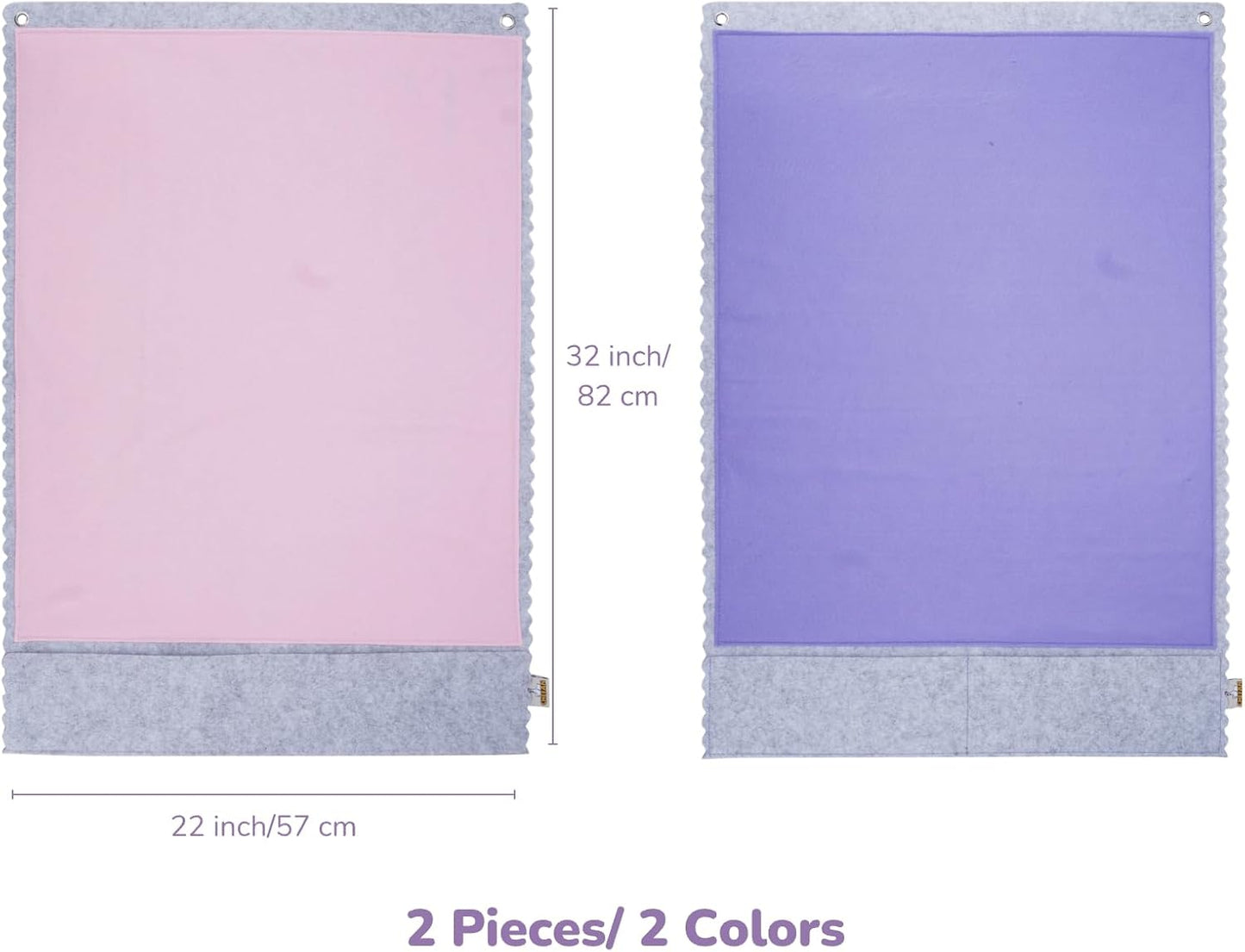 CHEFAN 2 PCS Felt Board for Toddlers Large Flannel Board for Wall, Felt Stories Learning Board with 2 Storage Pocket for Preschool Classroom and Daycare, 32 * 22 Inch, Pink and Purple
