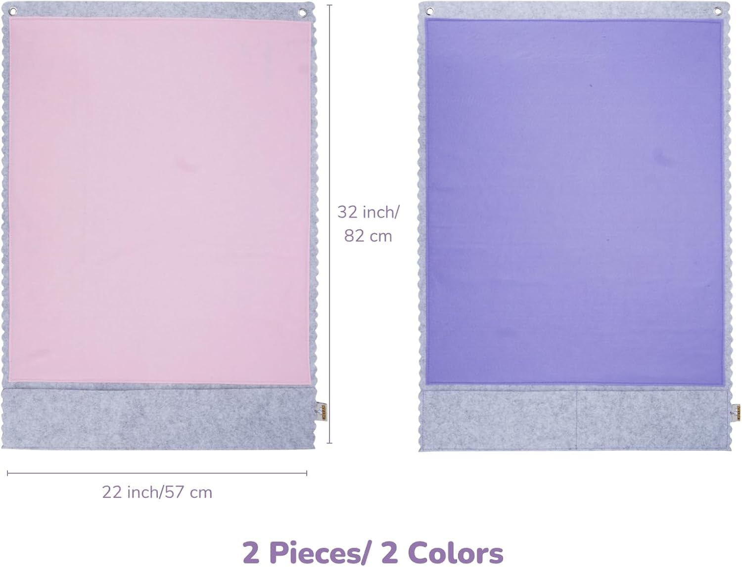 CHEFAN 2 PCS Felt Board for Toddlers Large Flannel Board for Wall, Felt Stories Learning Board with 2 Storage Pocket for Preschool Classroom and Daycare, 32 * 22 Inch, Pink and Purple