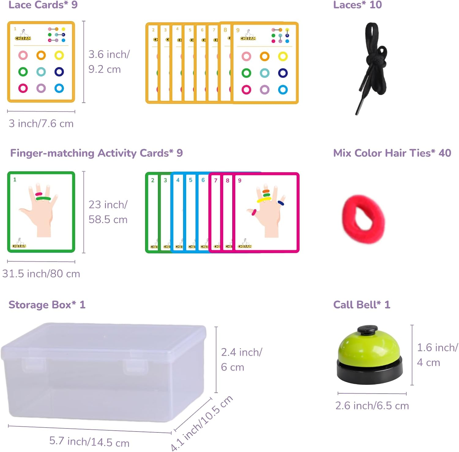 CHEFAN Lacing Cards,Fine Motor Skill Toy for Toddlers,Fun Travel Montessori Game,Felt Lacing Card Threading Toy & Fun Finger Game with 1 Bell,Educational Gift for Preschool 3+ Years Old