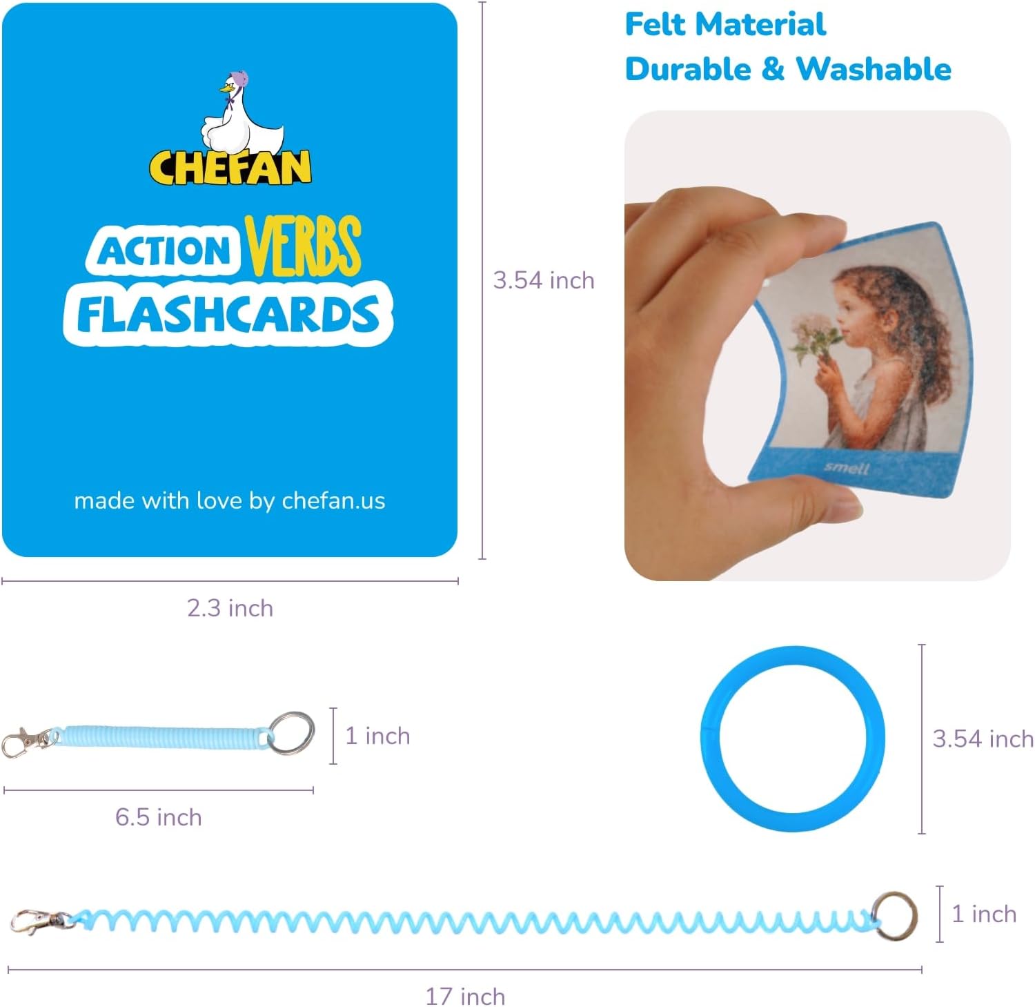 Vocabulary Builder Flash Cards, 62 Action Verbs Flash Cards for Kids and Adults, Educational Flash Cards for ESL Teaching Materials, Picture Cards for Speech Therapy and Home Schooling