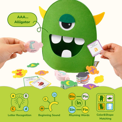 CHEFAN Alphabet Learning Toy,The Alphabet Monster,Letter Recognition Matching Game,Montessori Preschool Toys,ABC Learning Toys for Kids Ages 3, 4, 5, 6