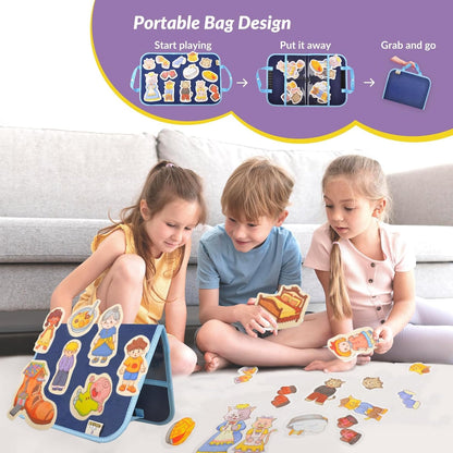 CHEFAN Felt/Flannel Board Story Set of 4,PRECUT Felt Pieces for Preschool Toddlers Circle Time,Three Little Kittens,Old Woman Who Lived in Shoe,Little Miss Muffet,Jack and Jill