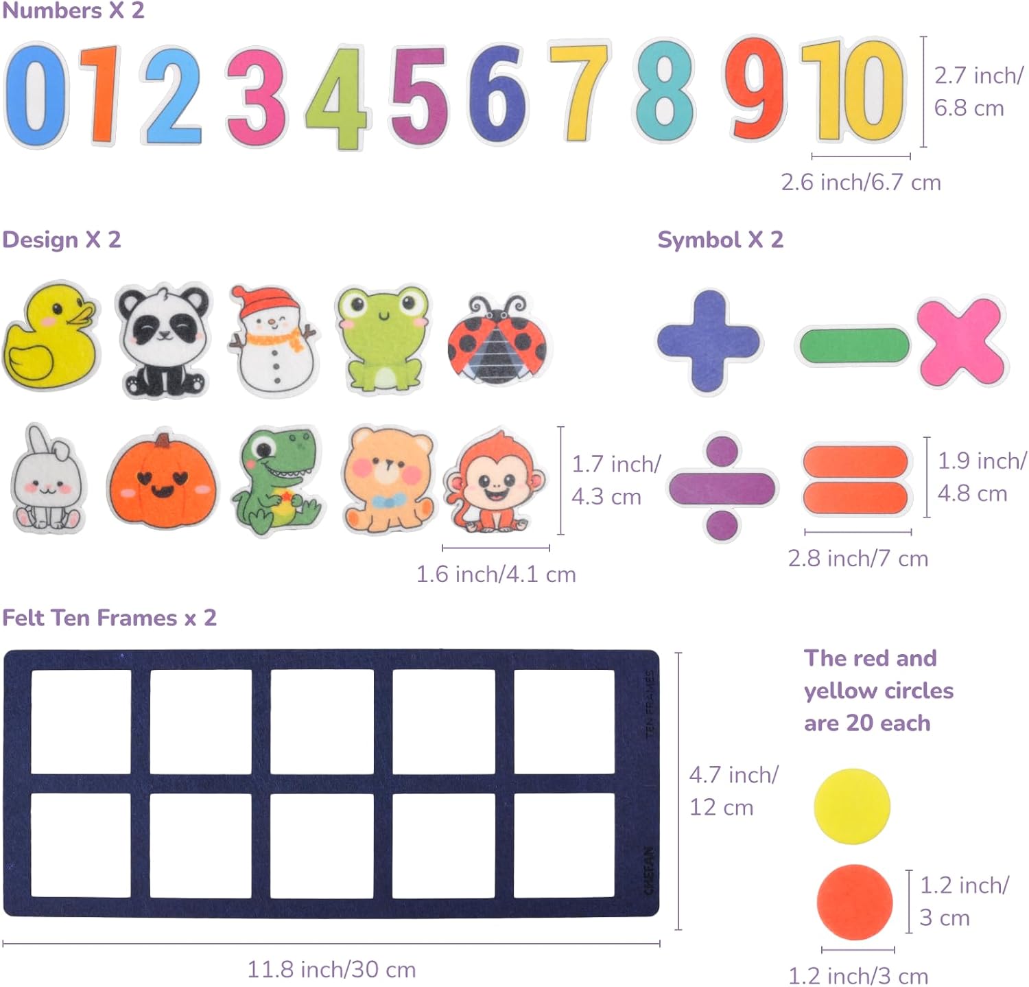 CHEFAN Felt Ten-Frame Set Math Manipulative Counter for Elementary, Numbers Learning Counting Toy for Kids, Montoessori Math Educational Game, 2 Ten Frames & 162PCS for Kindergarten, 3+ Years Old