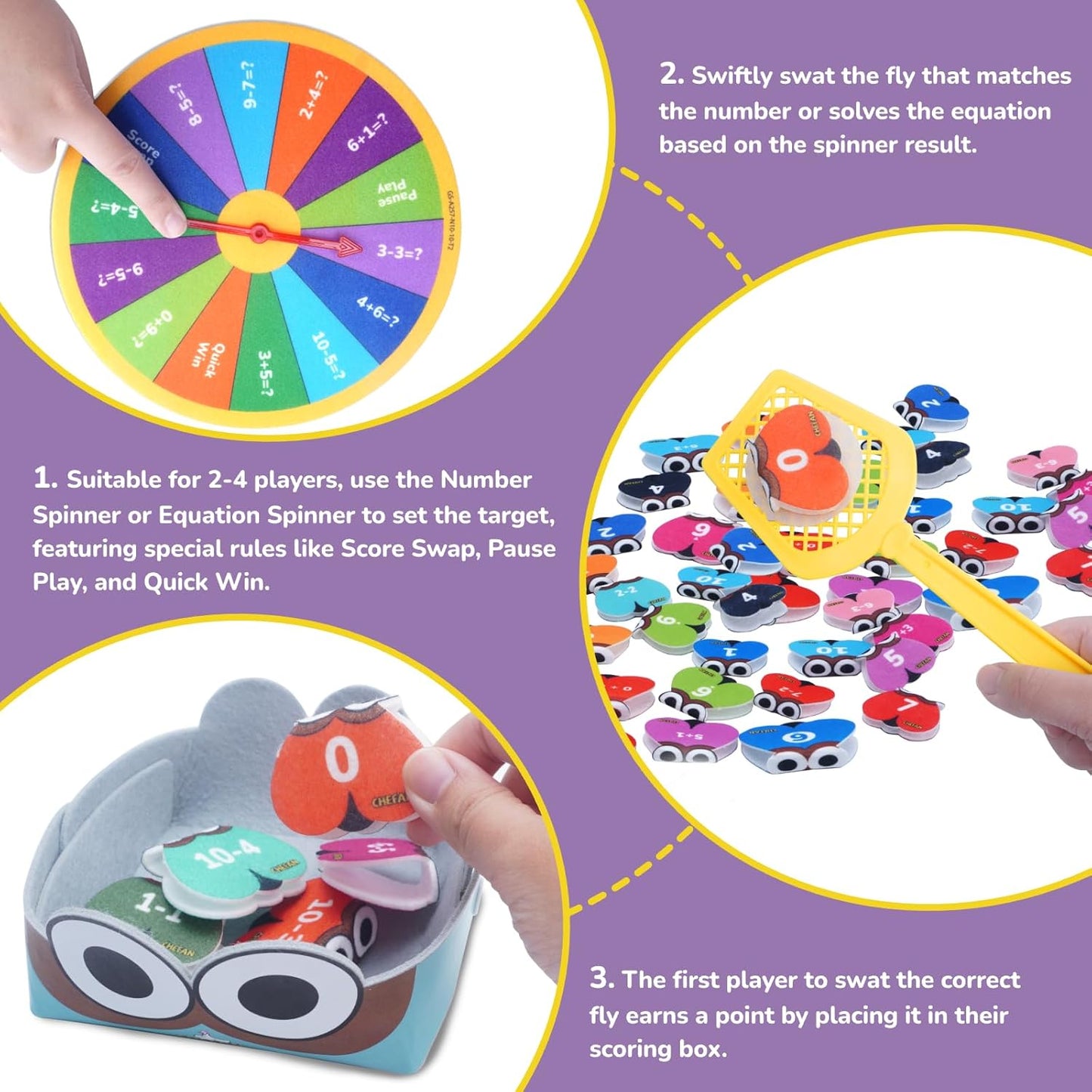 CHEFAN Mathswatters Addition & Subtraction Game - 63 Pieces for Age 5+ Kids, Educational Games, Preschool Math, Kindergartner Learning Games Gifts for Boys and Girls