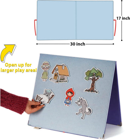 CHEFAN Foldable Felt Board for Toddlers FreeStanding Flannel Board for Kids as Learning Board for Preschool Classroom and Daycare | Use with Felt Set Felt Book as Story Telling Board | Blue Large
