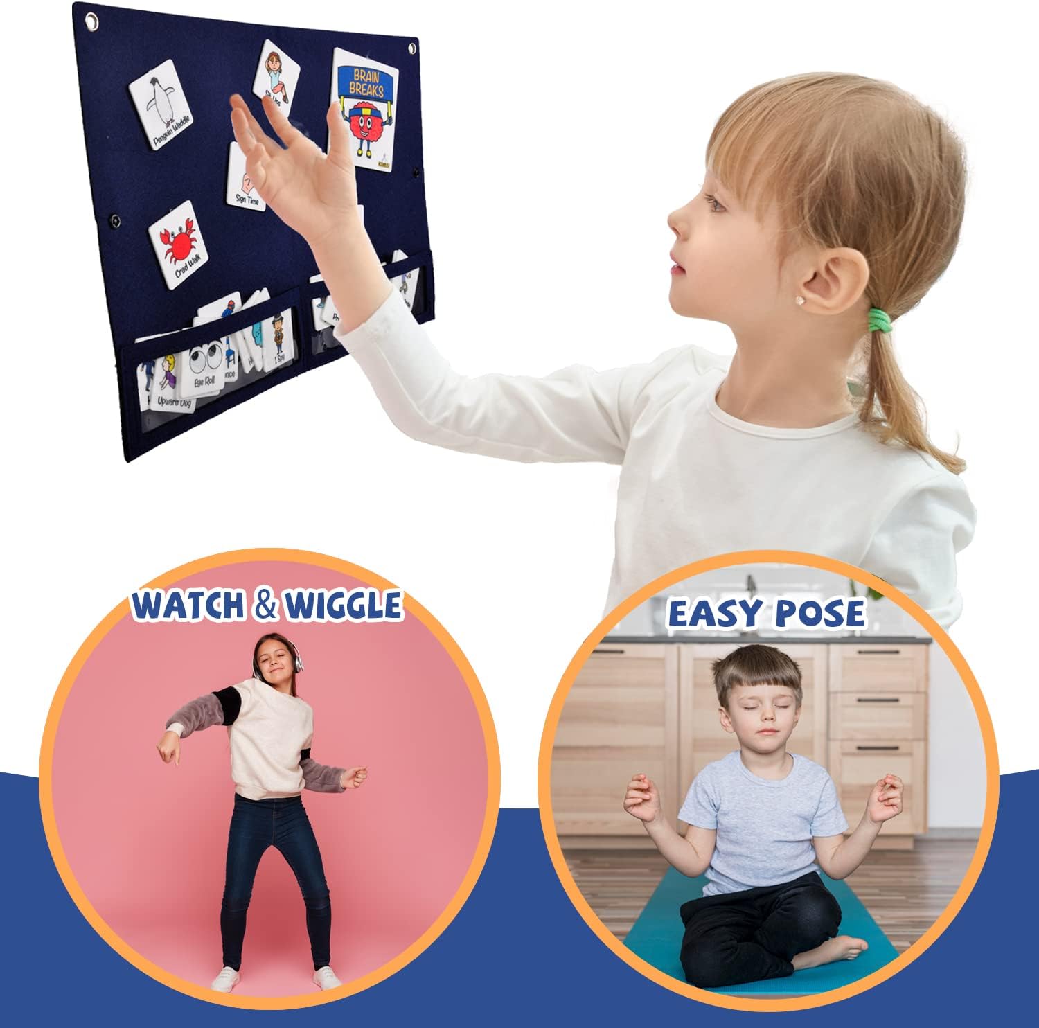 CHEFAN Classroom Brain Break Activities Board, Exercise Cards, Gym Learning Game for Kids Exercise, Physical Education Equipment, PE Cards for Play Kids Games, Recess Toys w/ 56 Ideas