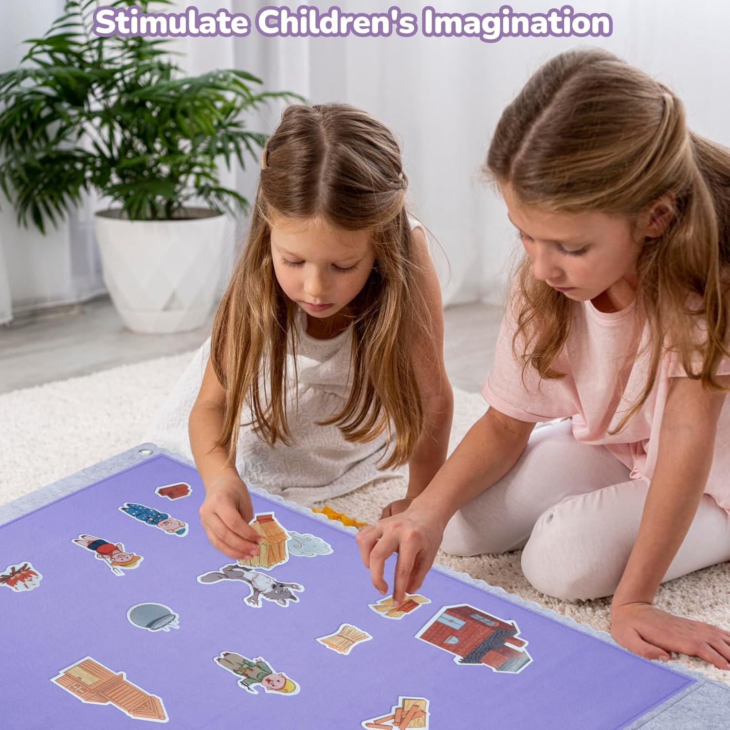 CHEFAN 2 PCS Felt Board for Toddlers Large Flannel Board for Wall, Felt Stories Learning Board with 2 Storage Pocket for Preschool Classroom and Daycare, 32 * 22 Inch, Pink and Purple