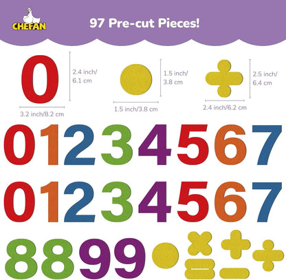 CHEFAN Felt Numbers for Kids, Felt Board Pieces, Precut Felt Story Pieces, Felt Figures, Number Learning Toy for Learning Counting, Math Counters for Preschool Kindergarten