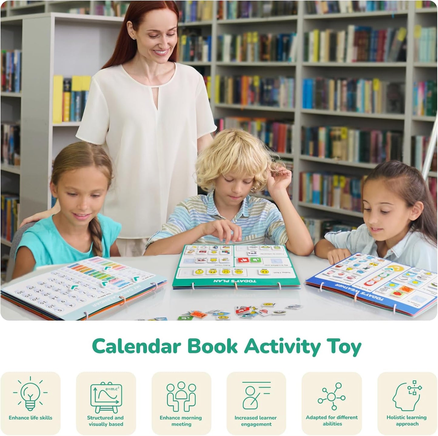 CHEFAN Kids Calendar for Learning,My First Daily Calendar for Kids,All About Today Board,Days of The Week Calendar for Kids,Preschool Classroom Calendar Circle Time Calendar-Today, Monthly and Weather