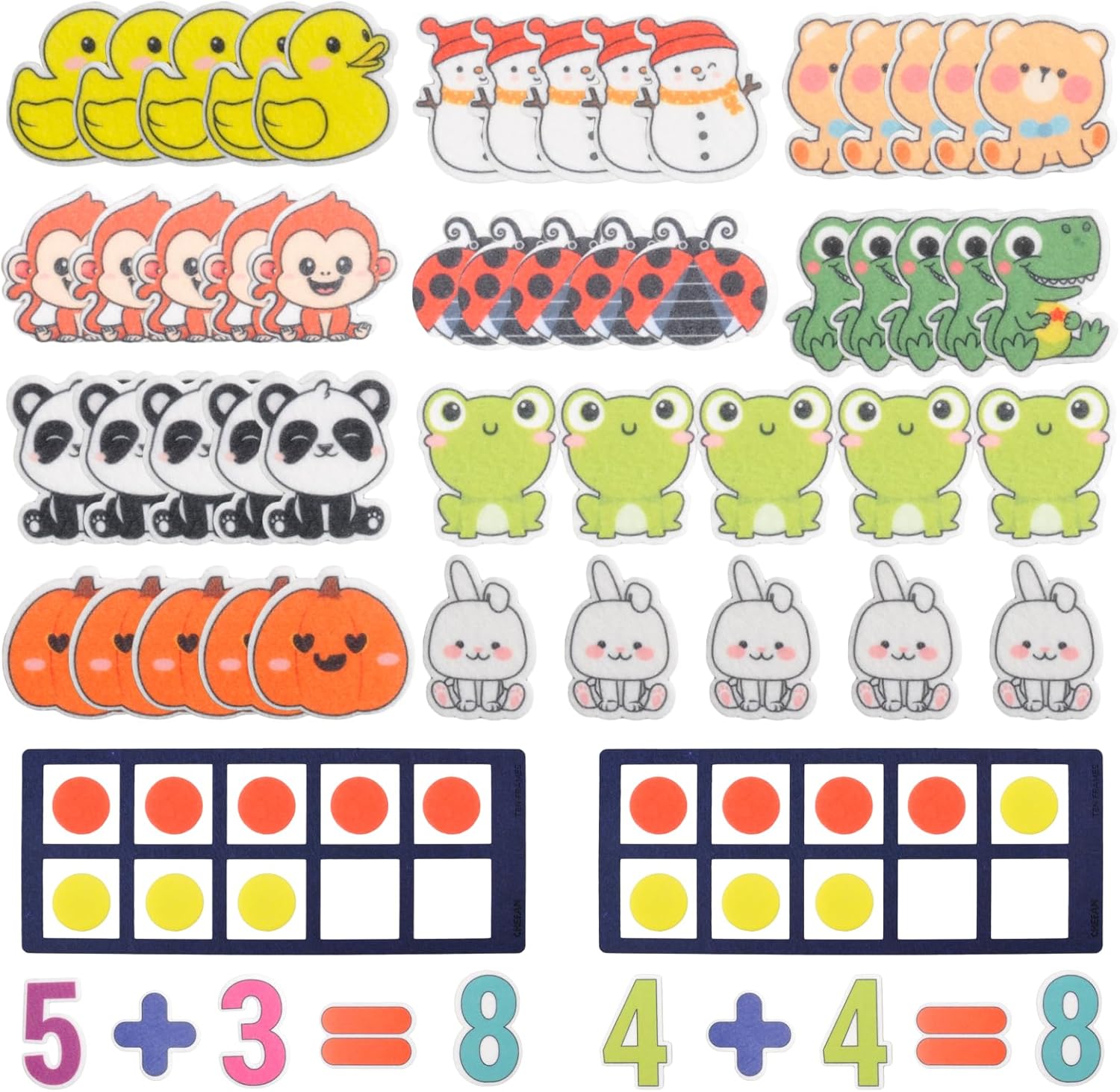 CHEFAN Felt Ten-Frame Set Math Manipulative Counter for Elementary, Numbers Learning Counting Toy for Kids, Montoessori Math Educational Game, 2 Ten Frames & 162PCS for Kindergarten, 3+ Years Old