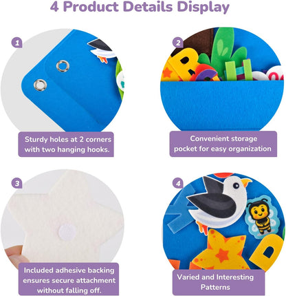 CHEFAN Felt Letter and Number Tree, Coconut Tree Alphabet Game, Felt Story Board Set for Early Education Storytelling, Felt Board for Wall Teaching Home Classroom Play