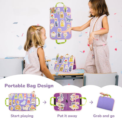 CHEFAN Felt/Flannel Board Story Set of 4, PRECUT Felt Pieces for Preschool Toddlers Circle Time, Beauty and The B, Cinderella, Sleeping Beauty, Paper-Bag Princess
