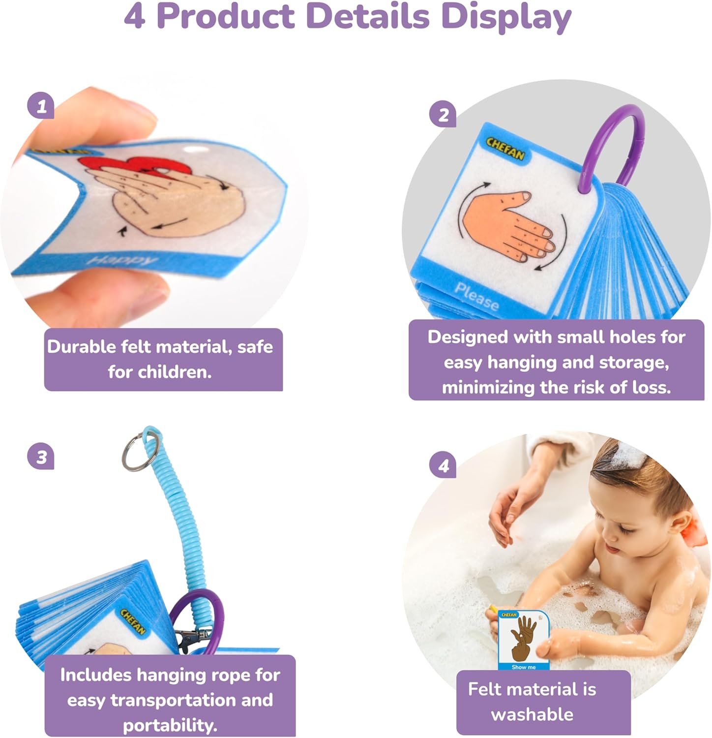 CHEFAN ASL Flash Cards,American Sign Language Flash Cards for Kids,Toddlers and Beginners,Learn Sign Language for Beginners