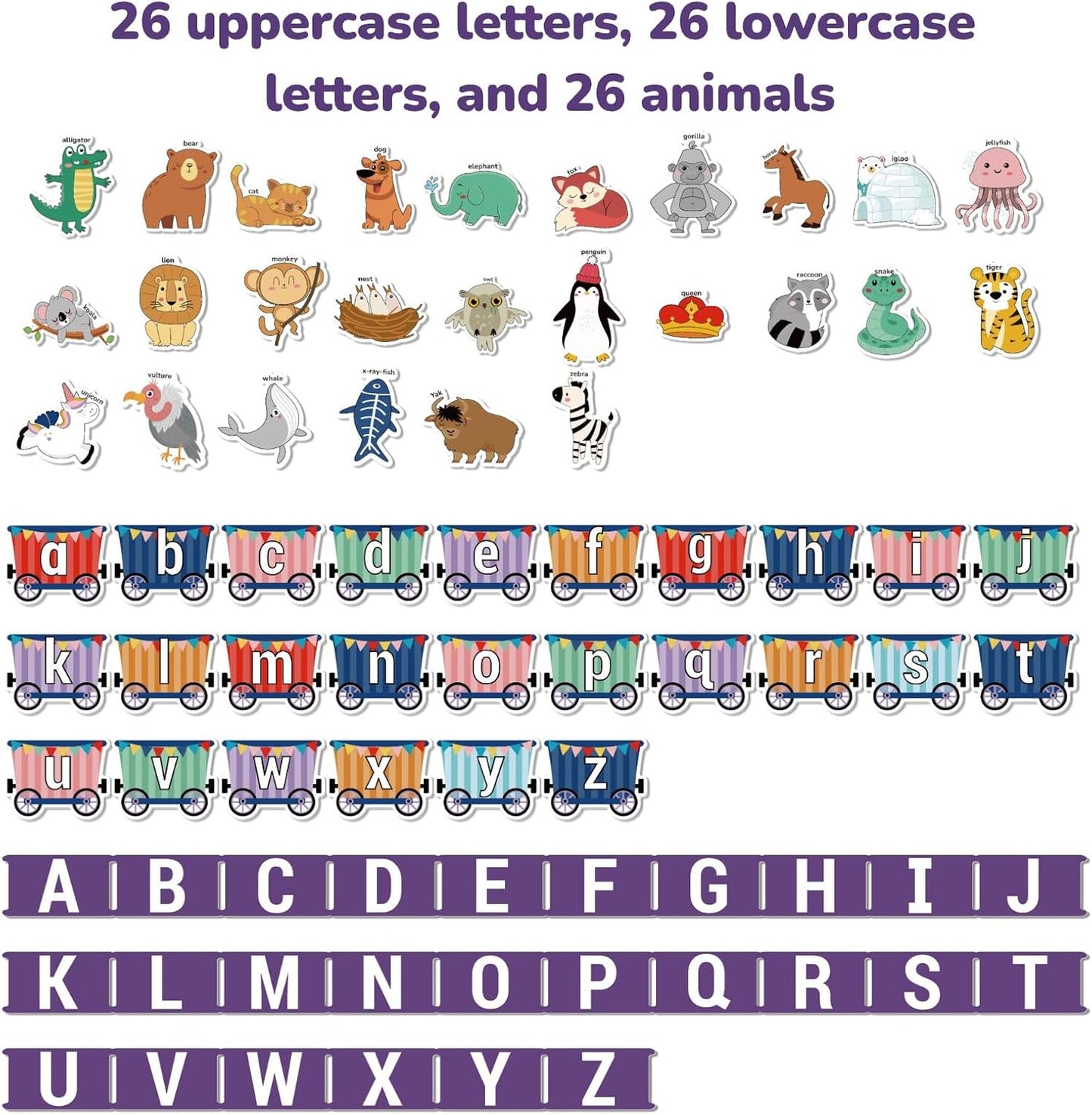 CHEFAN Felt Alphabet Train Toy 27 PCS Alphabet ABC Set Includes 1 Engine and 1 Storage Bag for Toddlers Kids Boys and Girls