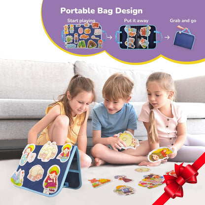 CHEFAN Felt/Flannel Board Story Set of 4, PRECUT Felt Pieces for Preschool Toddlers Circle Time,We are Going On A Bear Hunt, Mary Had A Little Lamb, Little Bo-Peep, Little Boy Blue