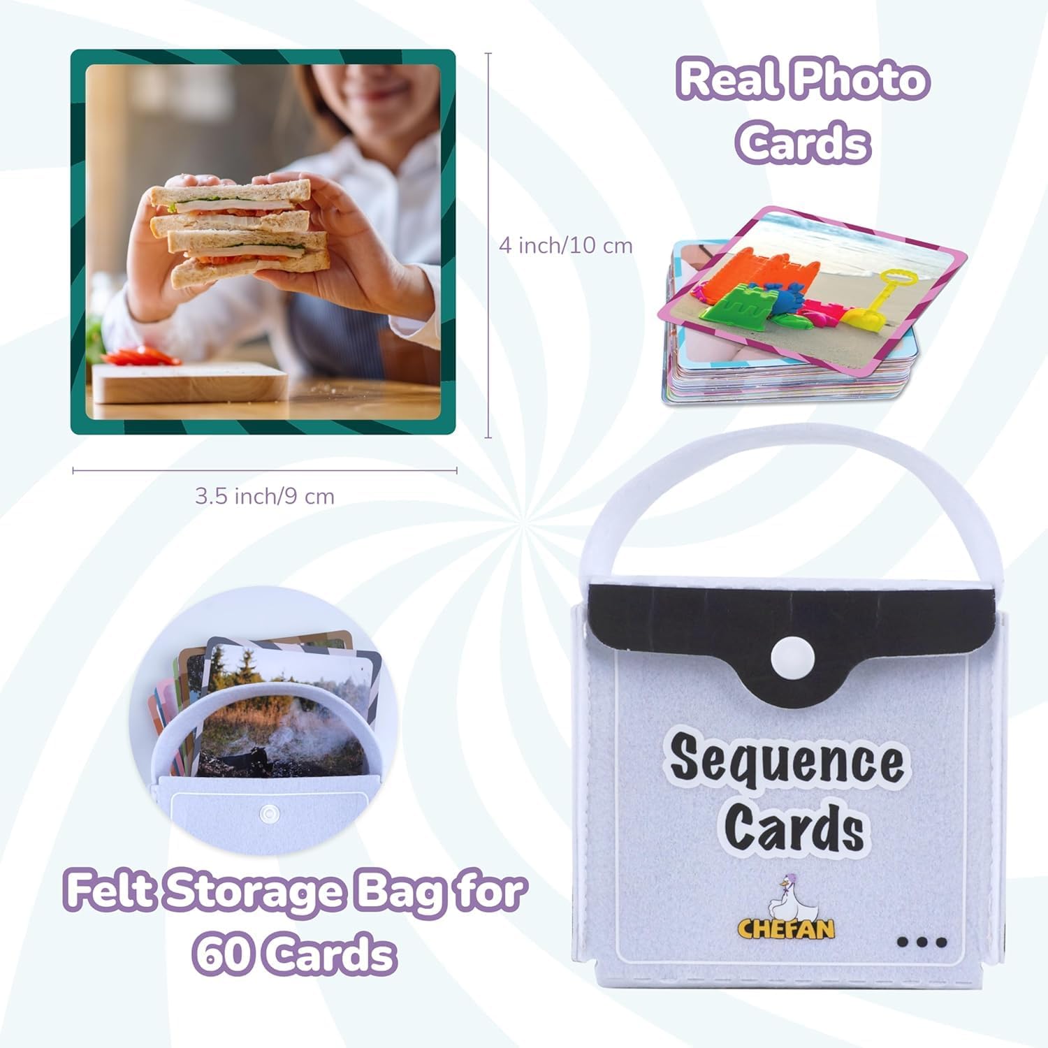 CHEFAN Sequencing Cards, Sequence Game for Kids, Daily Routine for Speech Therapy, Sentence Building for Autism, Special Education, Preschool, Classroom
