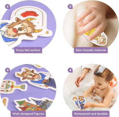 CHEFAN Felt/Flannel Board Story Set of 4, PRECUT Felt Pieces for Preschool Toddlers Circle Time, Beauty and The B, Cinderella, Sleeping Beauty, Paper-Bag Princess