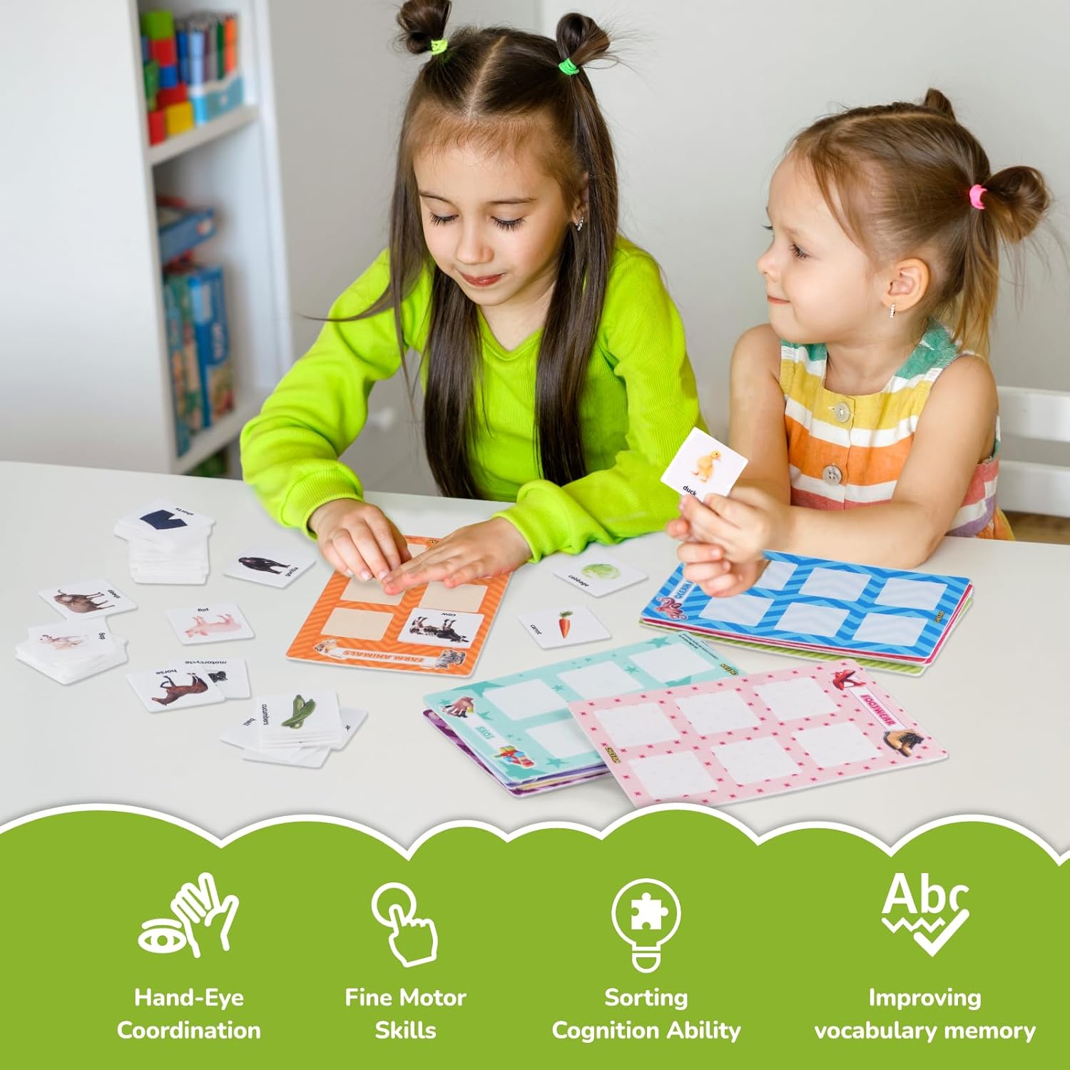 CHEFAN Sorting Toy for Toddlers, 12 Themes Learning Education Toys Sorting Games, Fine Motor Montessori Game Preschool Educational Learning Gift for Year Old Kids