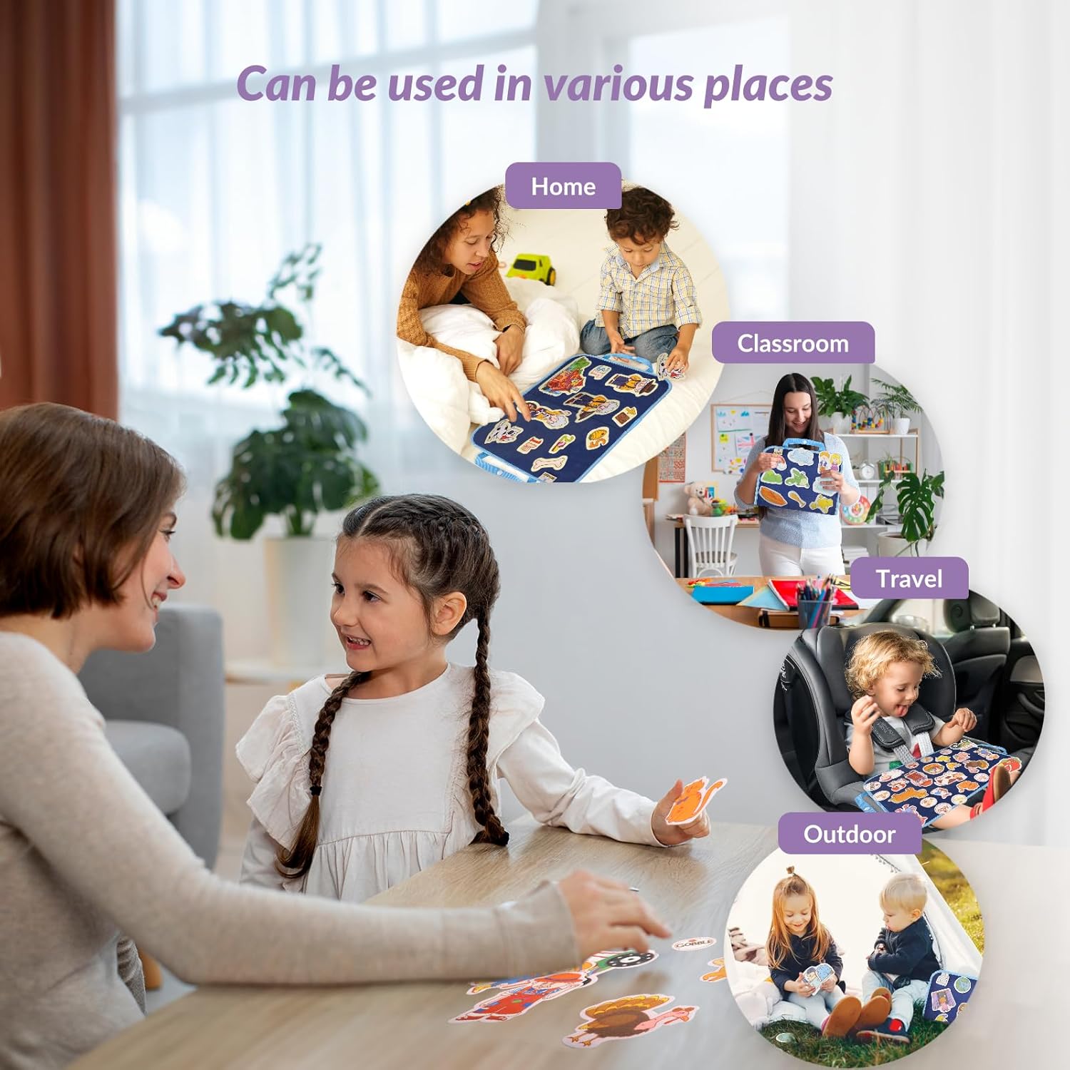 CHEFAN Felt/Flannel Board Story Set of 4, PRECUT Felt Pieces for Preschool Toddlers Circle Time,Old McDonald Had a Farm, This Old Man, Twinkle Twinkle Little Star, Row Row Row Your Boat