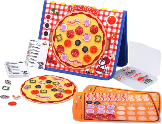 CHEFAN Pizza Counting Felt Board for Toddlers, Number Learning Toys, Make Pizza Time for Vegetables, Preschool Math Games, Manipulatives for Preschool