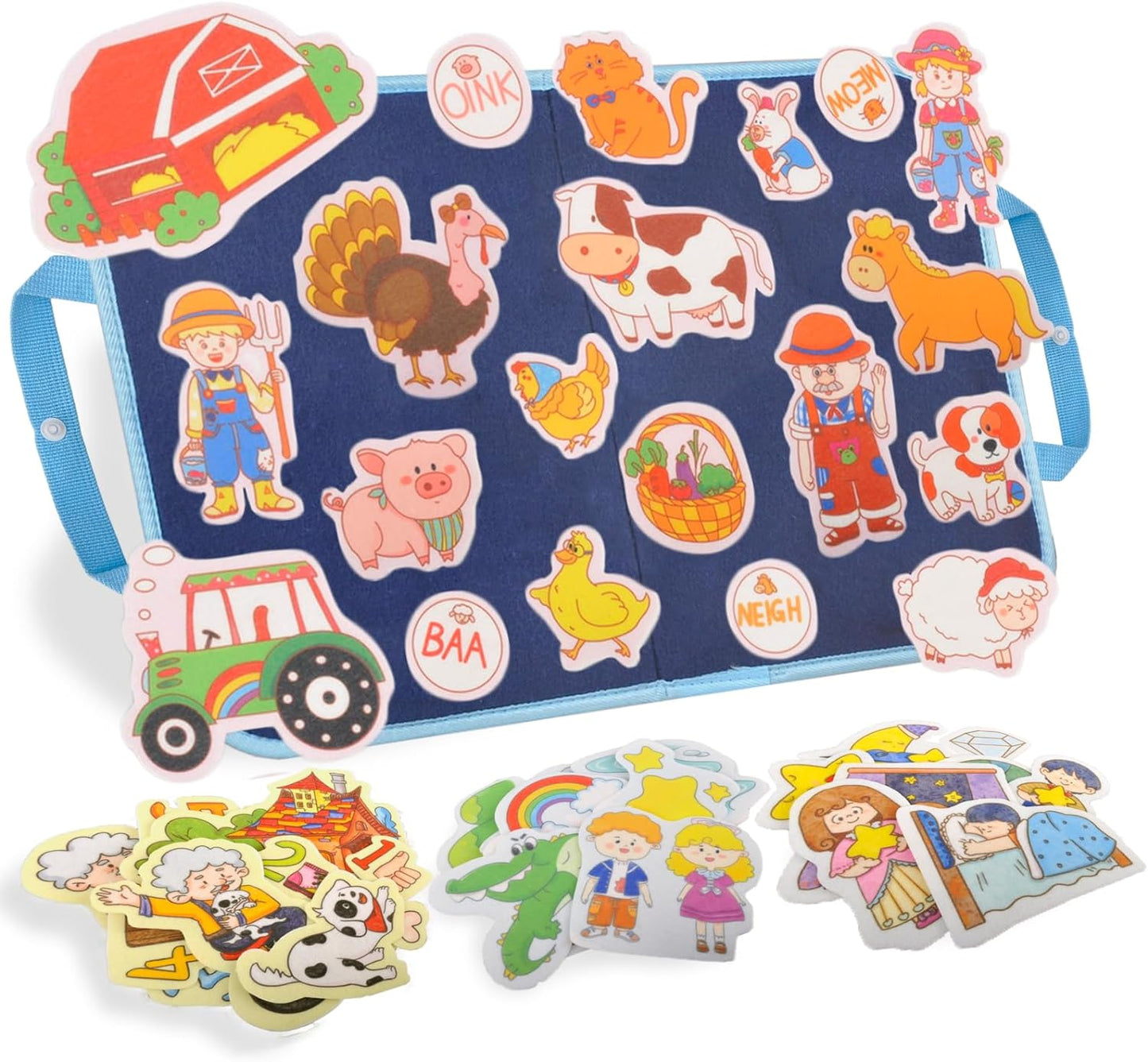 CHEFAN Felt/Flannel Board Story Set of 4, PRECUT Felt Pieces for Preschool Toddlers Circle Time,Old McDonald Had a Farm, This Old Man, Twinkle Twinkle Little Star, Row Row Row Your Boat