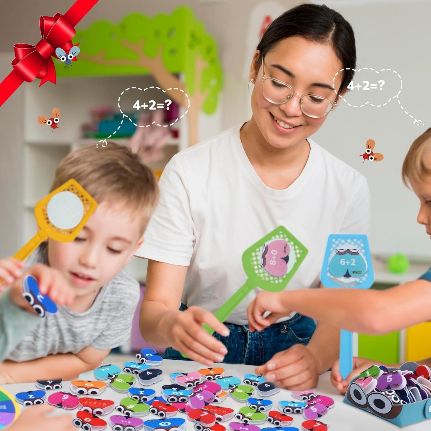 CHEFAN Mathswatters Addition & Subtraction Game - 63 Pieces for Age 5+ Kids, Educational Games, Preschool Math, Kindergartner Learning Games Gifts for Boys and Girls
