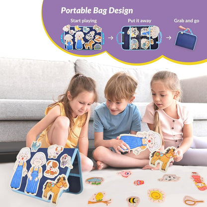 CHEFAN Felt/Flannel Board Story Set of 4, PRECUT Felt Pieces for Preschool Toddlers Circle Time,Old Lady Who Swallowed a Fly,The Grand Old Duke of York,Three Blind Mice