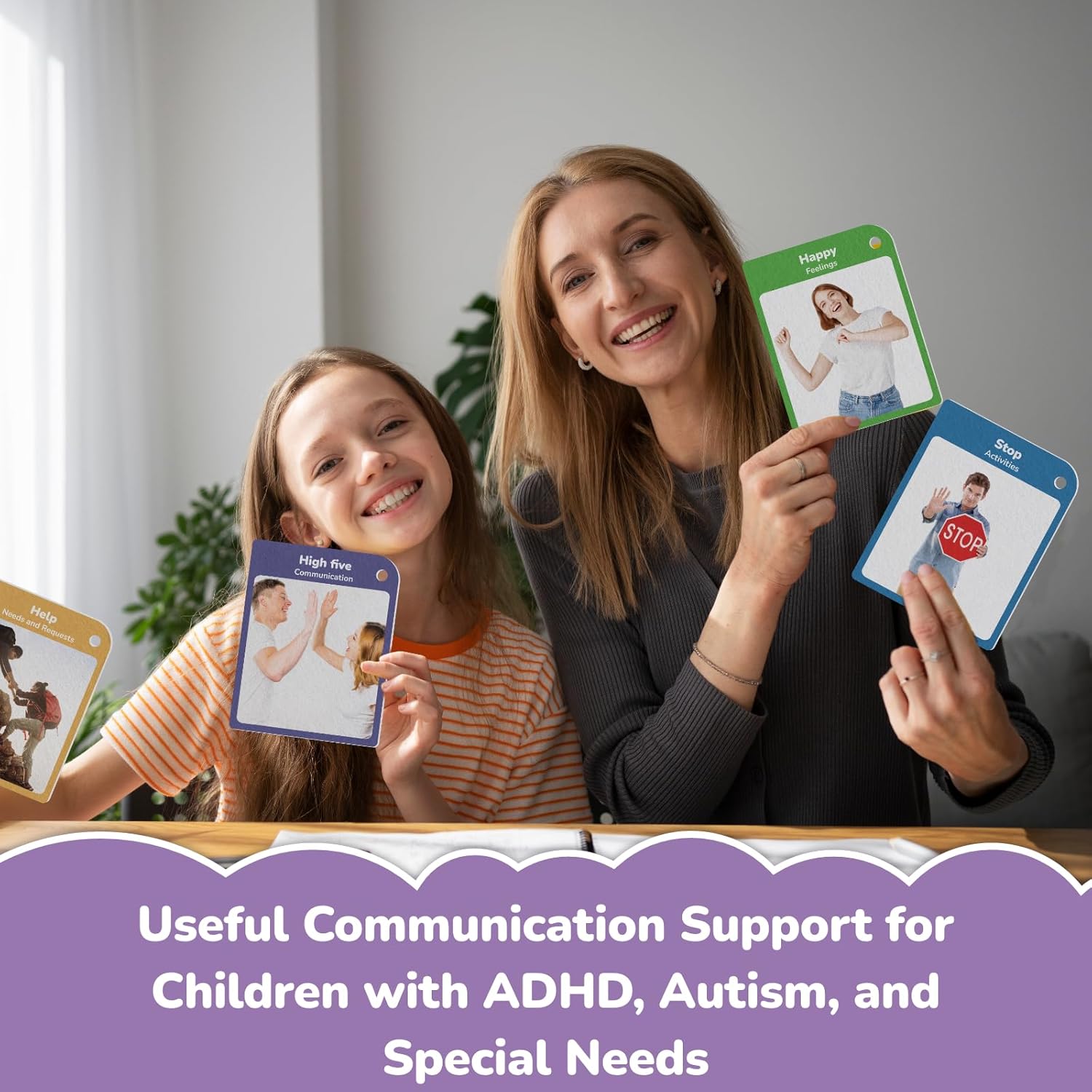 CHEFAN Adult Communication Cards, 98 PCS Flash Cards, Non Verbal Speech Therapy Communication, Daily Life, Needs and Requests, Feelings and Activities, ESL Teaching Materials for Adults