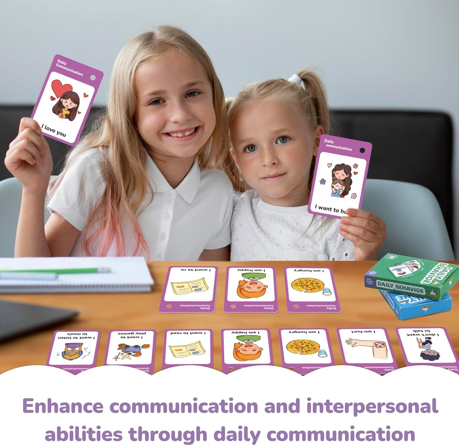 CHEFAN 110 PCS Autism Communication Cards for Speech Delay, Special Needs Visual Aid Language Learning Cue Cards Special Ed Feelings Emotions Flash Cards for Autism Communication