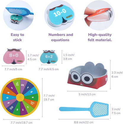 CHEFAN Mathswatters Addition & Subtraction Game - 63 Pieces for Age 5+ Kids, Educational Games, Preschool Math, Kindergartner Learning Games Gifts for Boys and Girls