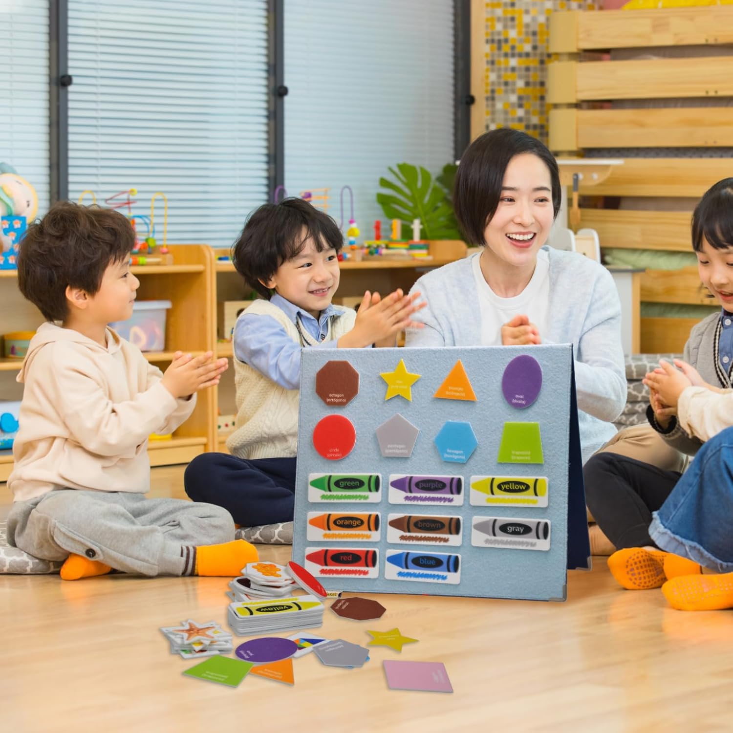 CHEFAN Felt Shape and Color Matching Game Set for Toddlers, Shape Sorter & Color Recognition, Shape Puzzles Learning Sorting Toys, Educational Montessori Toy for Preschool, 3+ Years Old Kids