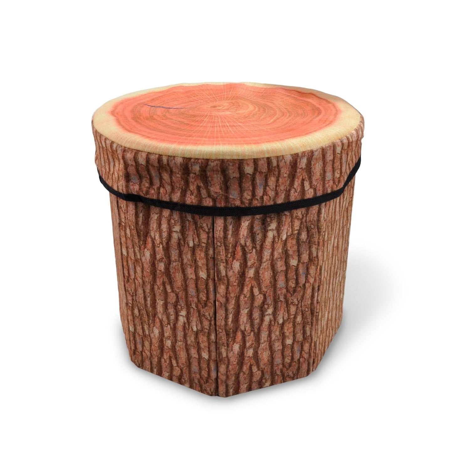 CHEFAN Fruit Storage Stool Ottoman,Tree Stump Stool, Cute Folding Storage Toy Box, Collapsible Storage Seat Chest, Wood Stump Organizer Stool for Toy