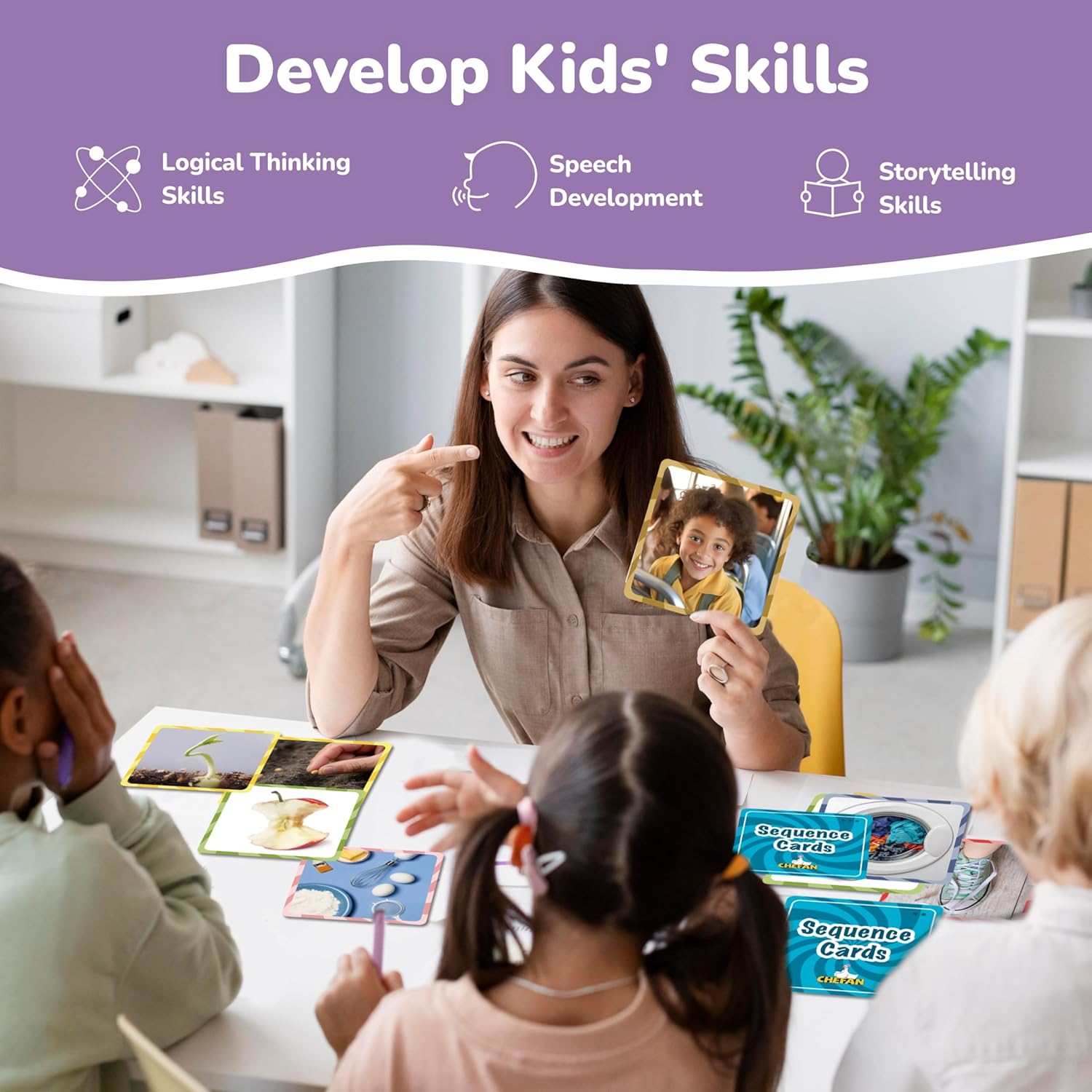 CHEFAN Sequencing Cards, Sequence Game for Kids, Daily Routine for Speech Therapy, Sentence Building for Autism, Special Education, Preschool, Classroom