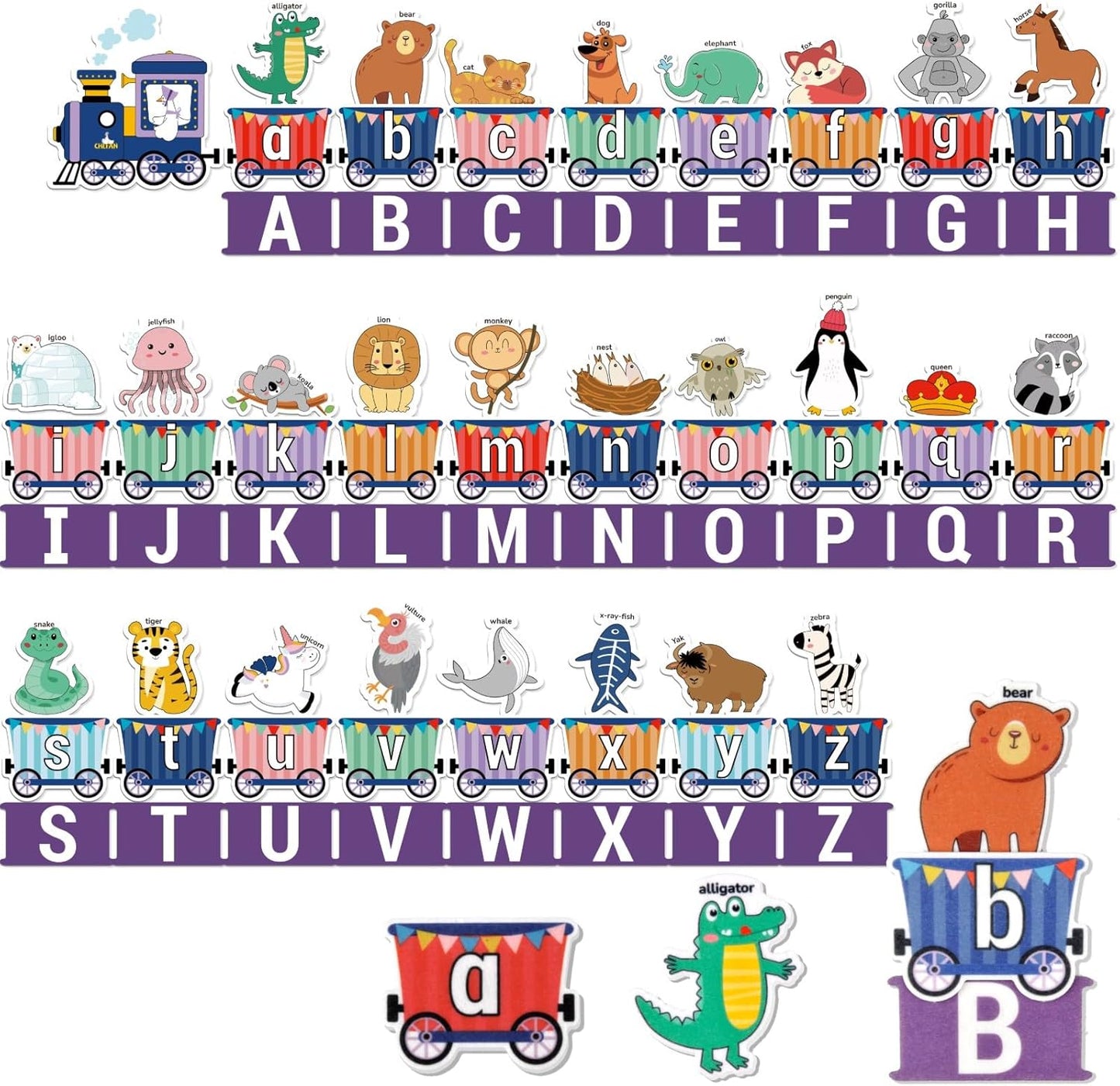 CHEFAN Felt Alphabet Train Toy 27 PCS Alphabet ABC Set Includes 1 Engine and 1 Storage Bag for Toddlers Kids Boys and Girls