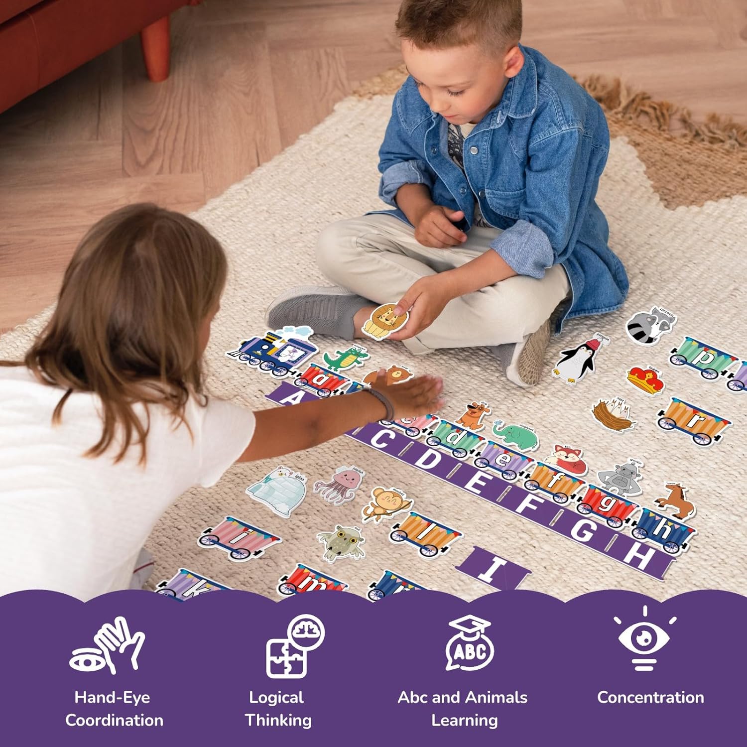 CHEFAN Felt Alphabet Train Toy 27 PCS Alphabet ABC Set Includes 1 Engine and 1 Storage Bag for Toddlers Kids Boys and Girls
