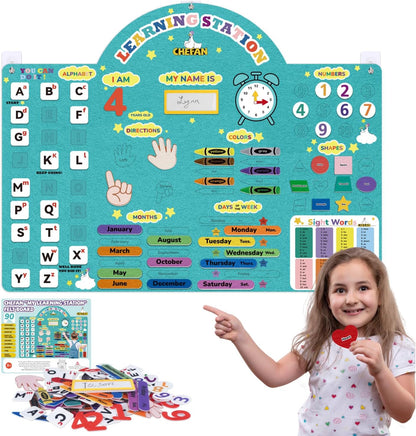 CHEFAN Alphabets Letters and Numbers Felt Board Pieces, 36 * 27 inches, Toddlers ABC Learning Toys, Uppercase Lowercase, Classroom Educational Learning Play Kit Wall Hanging Gift for 3 Years +