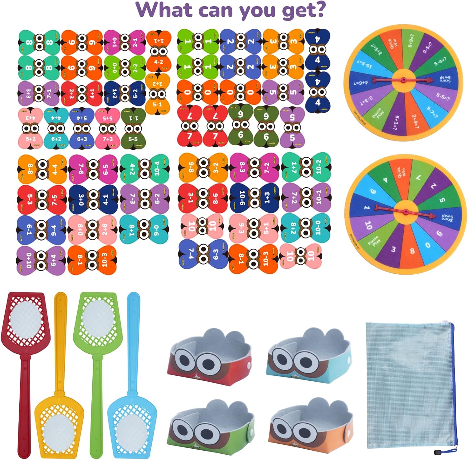 CHEFAN Mathswatters Addition & Subtraction Game - 63 Pieces for Age 5+ Kids, Educational Games, Preschool Math, Kindergartner Learning Games Gifts for Boys and Girls