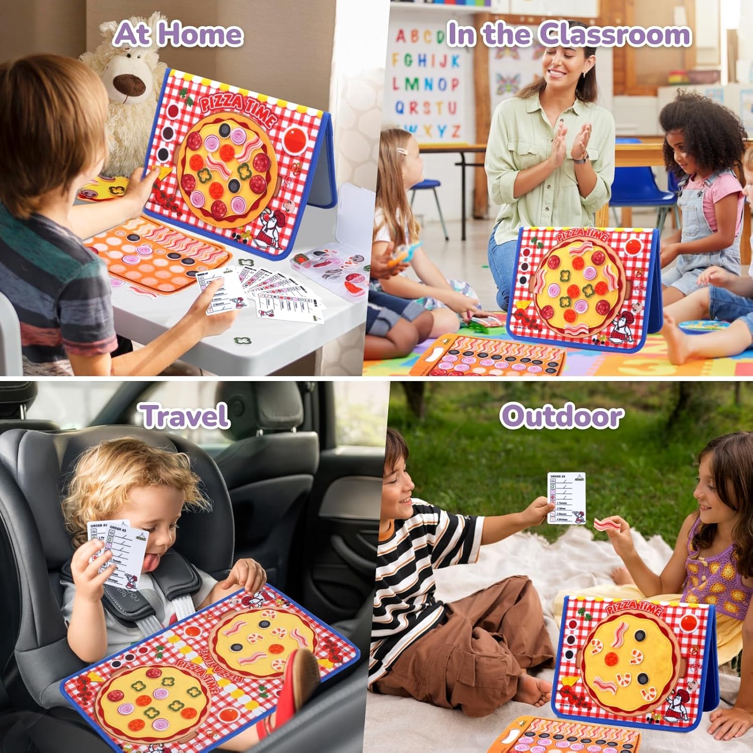CHEFAN Pizza Counting Felt Board for Toddlers, Number Learning Toys, Make Pizza Time for Vegetables, Preschool Math Games, Manipulatives for Preschool