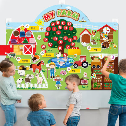 CHEFAN Farm Animals Felt Story Board Set, 3.9 Ft 99 Pcs Preschool Farmhouse Barnyard Theme Flannel Board Storytelling Early Learning, Interactive Wall Hanging Play Set for Toddlers Kids Children