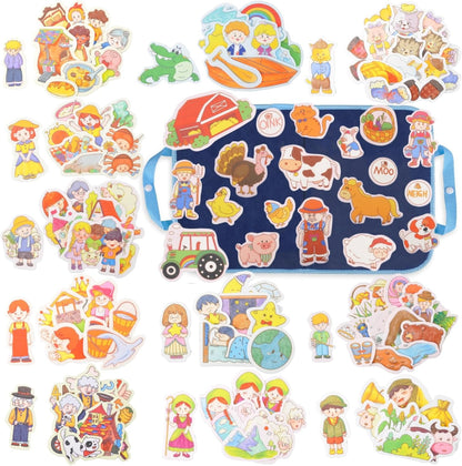 CHEFAN 12 Pack Felt Board Stories Set,Nursery Rhymes Flannel Board Stories with a Foldable Board for Preschool Activities,Included Old McDonald Had a Farm