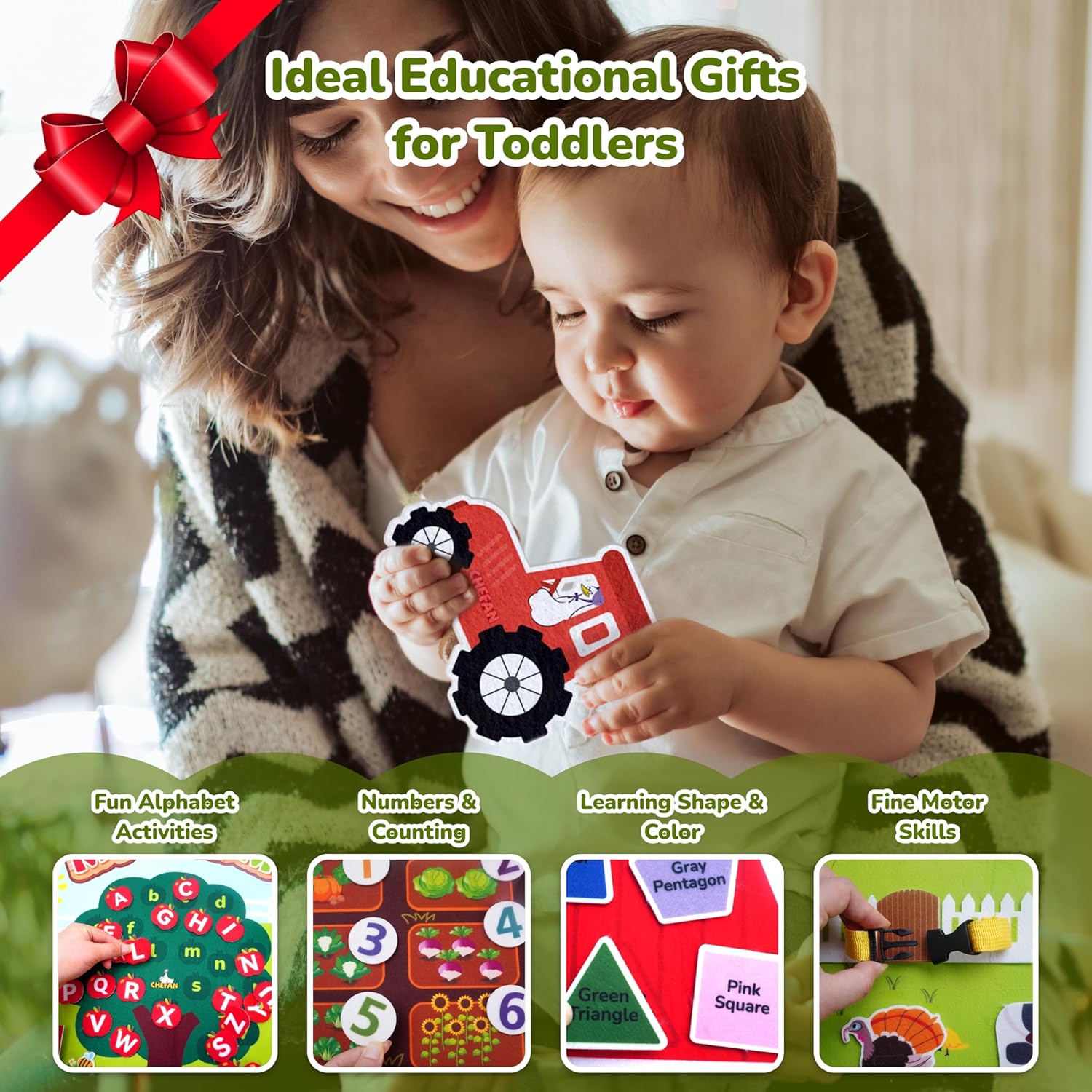 CHEFAN Farm Animals Felt Story Board Set, 3.9 Ft 99 Pcs Preschool Farmhouse Barnyard Theme Flannel Board Storytelling Early Learning, Interactive Wall Hanging Play Set for Toddlers Kids Children