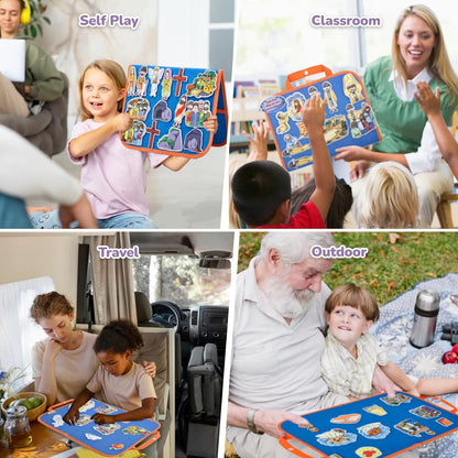 CHEFAN 4 Pack Felt Board Bible Stories Set, Flannel Board Stories, Nativity Flannel Graph Bible Toy for Kids, Include Jesus Resurrection, Ascension and Pentecost, Paul's Conversion, Prophet Isaiah
