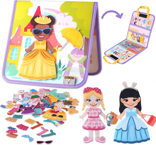 CHEFAN Dress-Up Dolls Set, Pretend Play Game with Felt Board, Outfit and Accessory Pieces, Perfect for Little Girls 3+