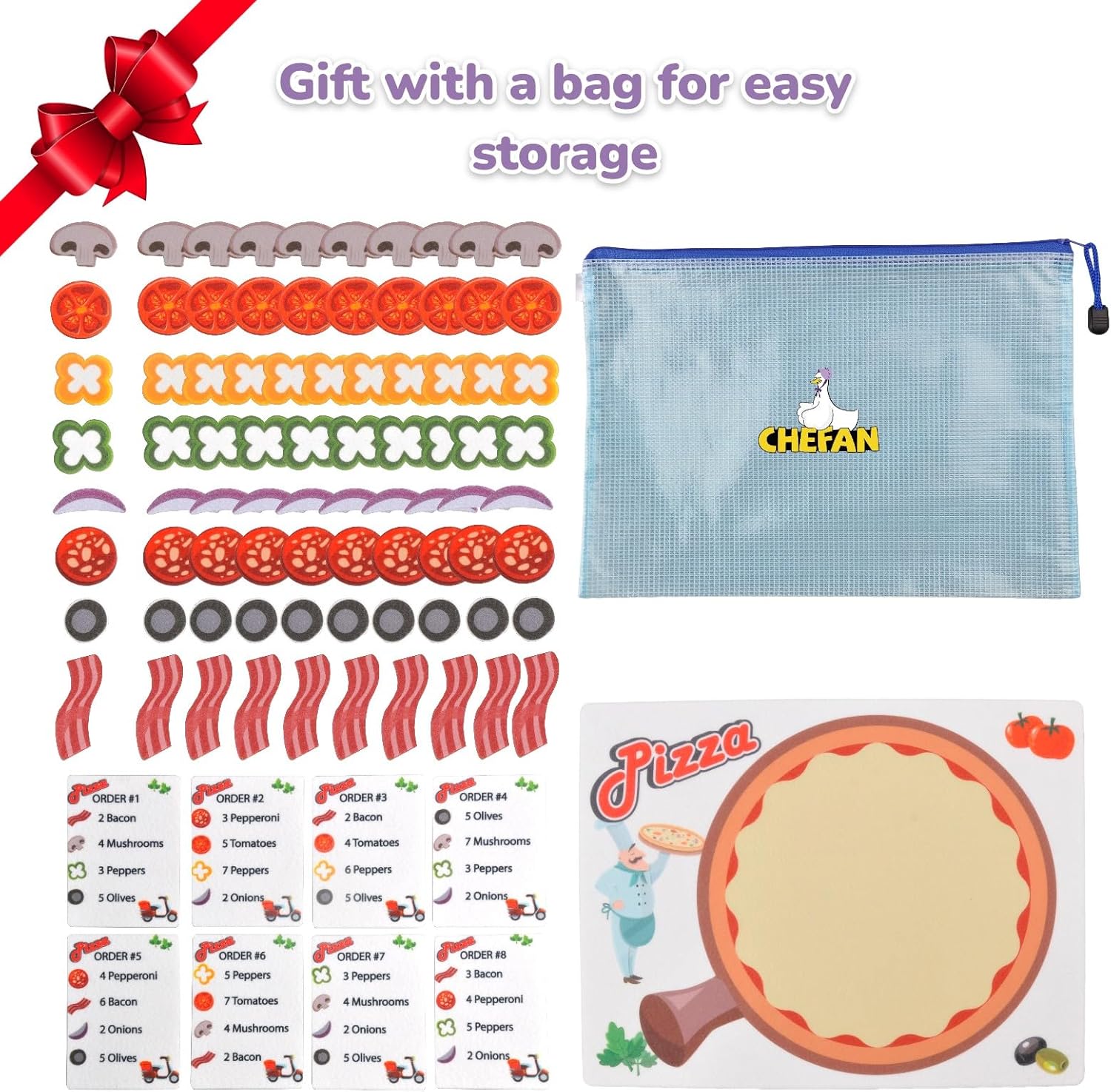 CHEFAN Pizza Counting Toddler Toys, Toddler Number Learning Toys, Preschool Math Games, Manipulatives for Preschool