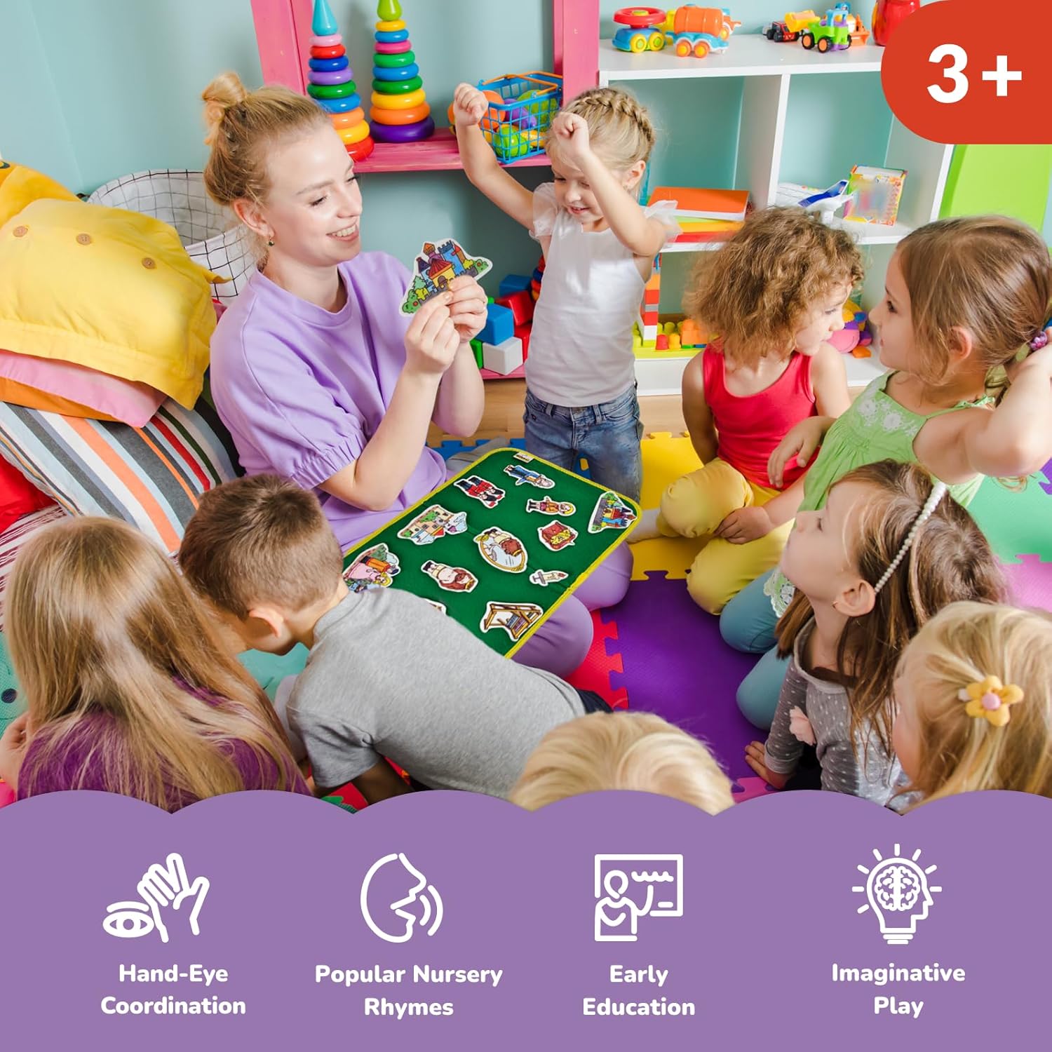 CHEFAN Felt Board for Toddlers,4 Sets Flannel Board Stories for Preschool Activity,Little Red Hen,The Ant and The Grasshopper,The Goose That Laid The Golden Egg and The Emperor's New Clothes